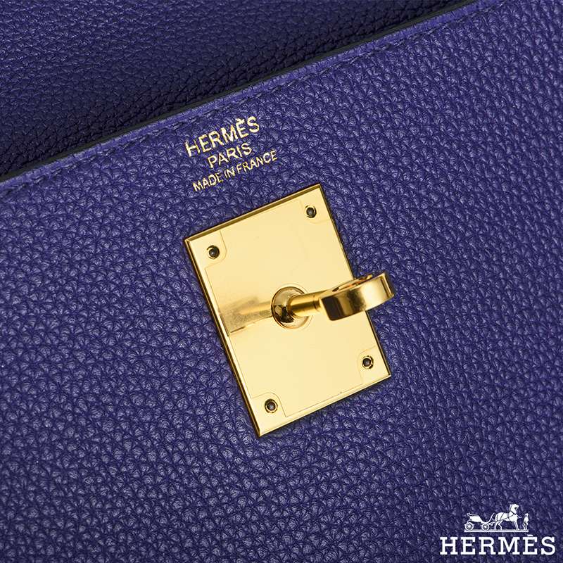 Hermes Kelly Cut Bleu de Galice Veau Grain d'H